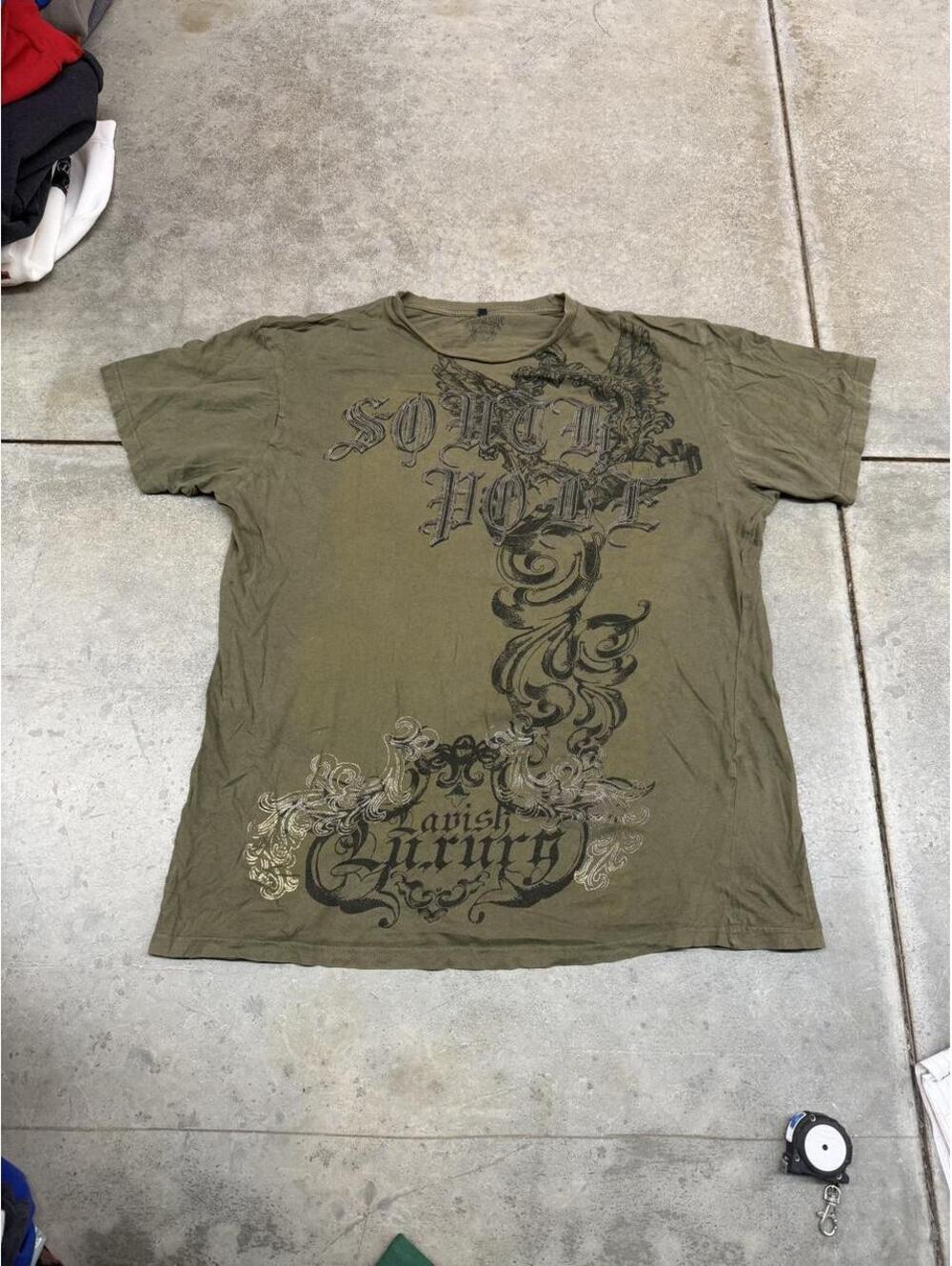 vintage southpole olive green spell out shirt size xl